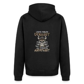 Lieber Ehrlich Gehasst Als Verlogen Angepasst - Unisex Premium Bio Zip Hoodie - Schwarz - Hinten - Nico (187cm)