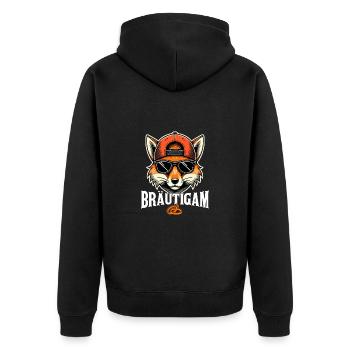 Bräutigam Fuchs Junggesellenabschied JGA Party - Unisex Premium Bio Zip Hoodie - Schwarz - Hinten - Nico (187cm)
