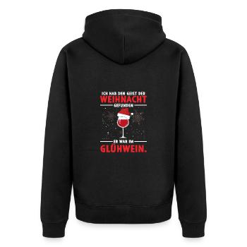 Geist der Weihnacht gefunden er war im Glühwein - Unisex Premium Bio Zip Hoodie - Schwarz - Hinten - Nico (187cm)