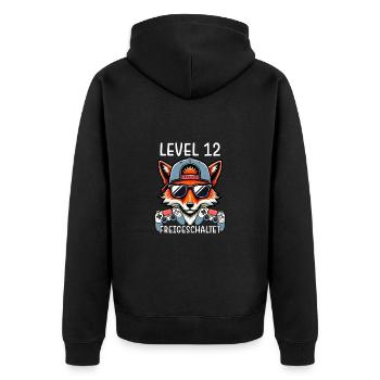 Level 12 Freigeschaltet Gamer Geburtstag Gaming - Unisex Premium Bio Zip Hoodie - Schwarz - Hinten - Nico (187cm)