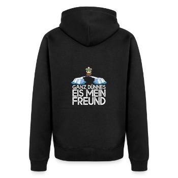 Ganz dünnes Eis mein Freund Hund auf Eisscholle - Unisex Premium Bio Zip Hoodie - Schwarz - Hinten - Nico (187cm)