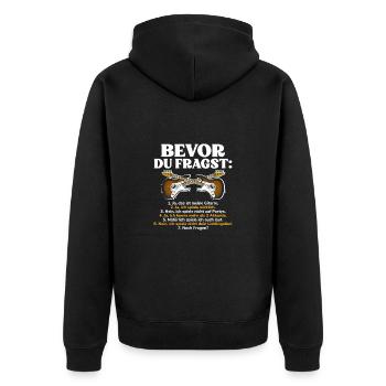 Bevor Du Fragst Gitarren Nie Genug Gitarren - Unisex Premium Bio Zip Hoodie - Schwarz - Hinten - Nico (187cm)