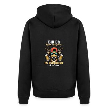 Bin Da Eskaliert Eh Wieder Bier Party Hirsch - Unisex Premium Bio Zip Hoodie - Schwarz - Hinten - Nico (187cm)