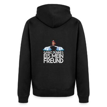 Ganz dünnes Eis mein Freund Eichkätzchen - Unisex Premium Bio Zip Hoodie - Schwarz - Hinten - Nico (187cm)