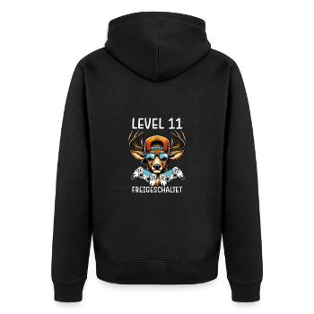 Level 11 Freigeschaltet Gamer Geburtstag Gaming - Unisex Premium Bio Zip Hoodie - Schwarz - Hinten - Nico (187cm)