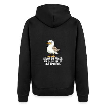 Bevor Du Fragst Nein Keine Lust Auf Smalltalk Möwe - Unisex Premium Bio Zip Hoodie - Schwarz - Hinten - Nico (187cm)