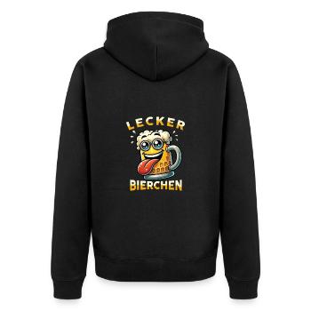 Lecker Bierchen Bier für Bierliebhaber - Unisex Premium Bio Zip Hoodie - Schwarz - Hinten - Nico (187cm)