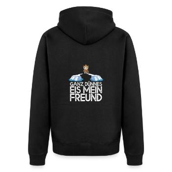 Ganz dünnes Eis mein Freund Katze Eisscholle - Unisex Premium Bio Zip Hoodie - Schwarz - Hinten - Nico (187cm)