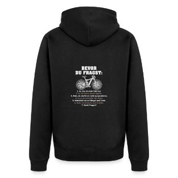 Bevor Du Fragst Fahrrad Mountainbike - Unisex Premium Bio Zip Hoodie - Schwarz - Hinten - Nico (187cm)