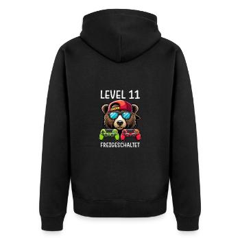 Level 11 Freigeschaltet Gamer Geburtstag Gaming - Unisex Premium Bio Zip Hoodie - Schwarz - Hinten - Nico (187cm)