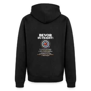 Bevor Du Fragst Bogenschütze Bogen Kein Spielzeug - Unisex Premium Bio Zip Hoodie - Schwarz - Hinten - Nico (187cm)