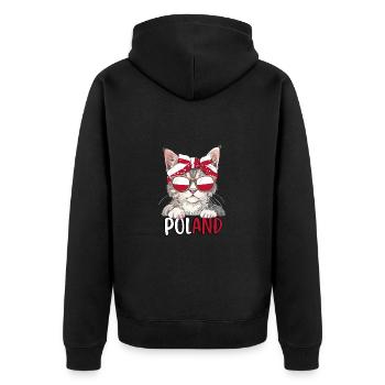 Polen Katze Fan Fußball Katzenliebhaber - Unisex Premium Bio Zip Hoodie - Schwarz - Hinten - Nico (187cm)