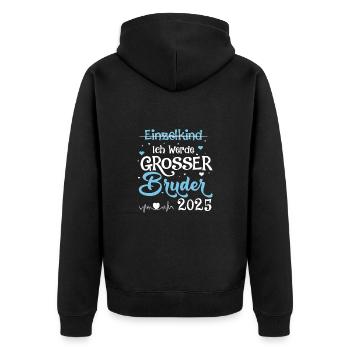 Großer Bruder 2025 Baby Schwangerschaft - Unisex Premium Bio Zip Hoodie - Schwarz - Hinten - Nico (187cm)