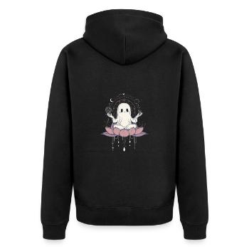 Geist Yoga Meditation Zen Namaste Lotus - Unisex Premium Bio Zip Hoodie - Schwarz - Hinten - Nico (187cm)