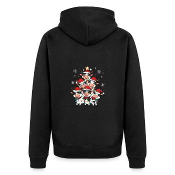 Kuh Weihnachten Weihnachtsmann - Unisex Premium Bio Zip Hoodie - Schwarz - Hinten - Nico (187cm)