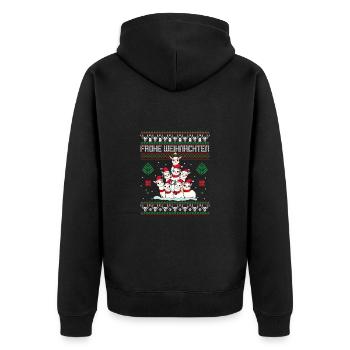 Lama Weihnachtsbaum Weihnachten - Unisex Premium Bio Zip Hoodie - Schwarz - Hinten - Nico (187cm)