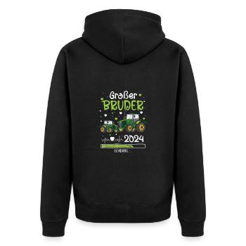 Ich Werde Großer Bruder 2024 Traktor - Unisex Premium Bio Zip Hoodie - Schwarz - Hinten - Nico (187cm)