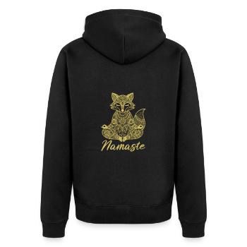 Namaste Fuchs Mandala Yoga Meditation - Unisex Premium Bio Zip Hoodie - Schwarz - Hinten - Nico (187cm)
