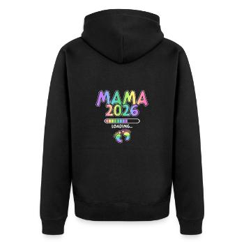 Mama 2026 Loading - Unisex Premium Bio Zip Hoodie - Schwarz - Hinten - Nico (187cm)