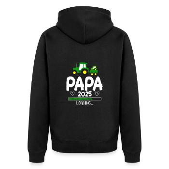 Papa 2025 Traktor Werdender Papa - Unisex Premium Bio Zip Hoodie - Schwarz - Hinten - Nico (187cm)