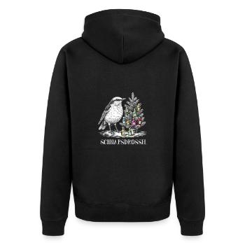Schnaps Drossel Vogel Weihnachten - Unisex Premium Bio Zip Hoodie - Schwarz - Hinten - Nico (187cm)