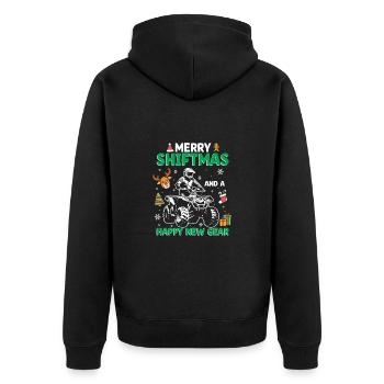 Merry Shiftmas ATV Rider Happy New Gear Quad Bike - Unisex Premium Bio Zip Hoodie - Schwarz - Hinten - Nico (187cm)