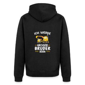 Ich werde großer Bruder 2026 Bagger - Unisex Premium Bio Zip Hoodie - Schwarz - Hinten - Nico (187cm)