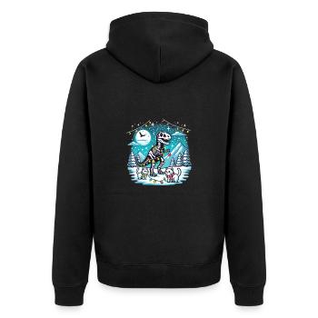 Katzen Skelett-Dino Weihnachten Lichter T-Rex - Unisex Premium Bio Zip Hoodie - Schwarz - Hinten - Nico (187cm)