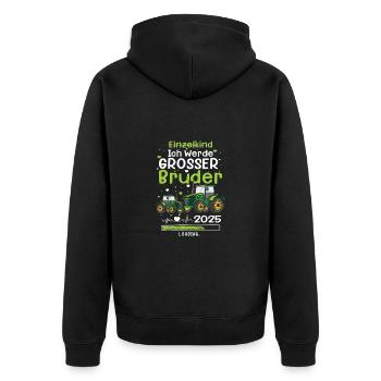 Ich Werde Großer Bruder 2025 Traktor - Unisex Premium Bio Zip Hoodie - Schwarz - Hinten - Nico (187cm)