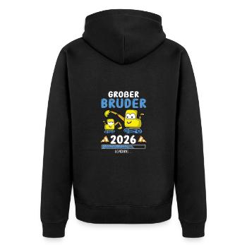 Großer Bruder 2026 Bagger Geschwister - Unisex Premium Bio Zip Hoodie - Schwarz - Hinten - Nico (187cm)