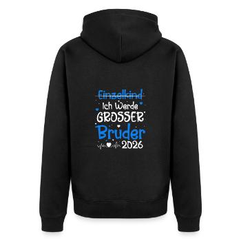 Ich Werde Großer Bruder 2026 - Unisex Premium Bio Zip Hoodie - Schwarz - Hinten - Nico (187cm)