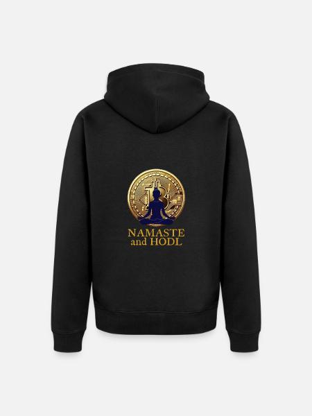 Namaste And Hodl Bitcoin - Unisex Premium Bio Zip Hoodie - Schwarz