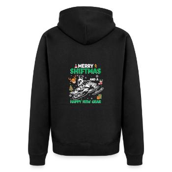 Merry Shiftmas Snowmobile Happy New Gear - Unisex Premium Bio Zip Hoodie - Schwarz - Hinten - Nico (187cm)