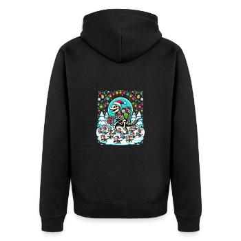 Katze Armee Skelett Dino Weihnachten T-Rex - Unisex Premium Bio Zip Hoodie - Schwarz - Hinten - Nico (187cm)