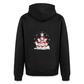 Lama Weihnachten Weihnachtsmann - Unisex Premium Bio Zip Hoodie - Schwarz - Hinten - Nico (187cm)