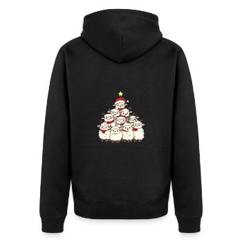 Schaf Weihnachten Christbaum - Unisex Premium Bio Zip Hoodie - Schwarz - Hinten - Nico (187cm)