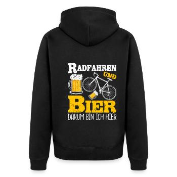 Radfahren Bier Fahrradfahrer Fahrrad - Unisex Premium Bio Zip Hoodie - Schwarz - Hinten - Nico (187cm)