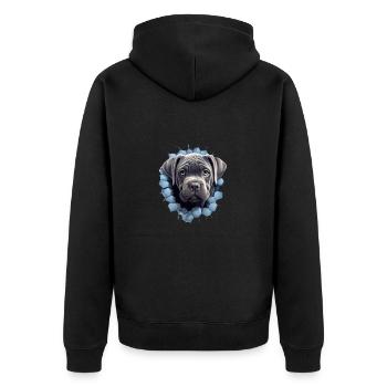 Cane Corso durch die Wand für einen Cane Corso - Unisex Premium Bio Zip Hoodie - Schwarz - Hinten - Nico (187cm)