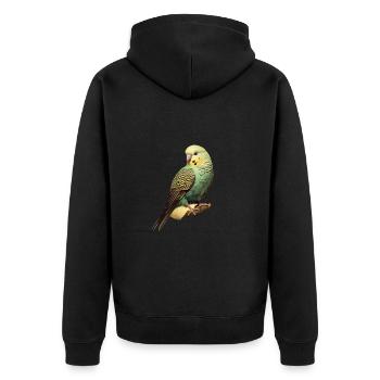 Wellensittich - Unisex Premium Bio Zip Hoodie - Schwarz - Hinten - Nico (187cm)