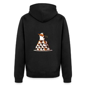 Triumphant Guinea Pig Tower with Carrot - Unisex Premium Bio Zip Hoodie - Schwarz - Hinten - Nico (187cm)