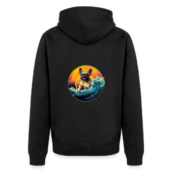 Super Cute Niedliche Bulldogge Mops Hund - Unisex Premium Bio Zip Hoodie - Schwarz - Hinten - Nico (187cm)