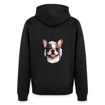 Französische Bulldogge Hund Mops - Unisex Premium Bio Zip Hoodie - Schwarz - Hinten - Nico (187cm)