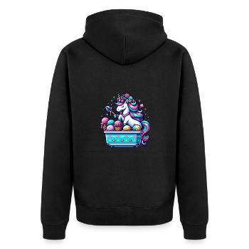 Magische Einhorn-Eiscreme-Maschine - Unisex Premium Bio Zip Hoodie - Schwarz - Hinten - Nico (187cm)