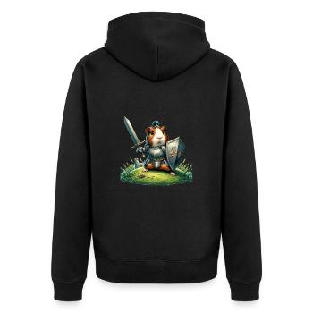 Knight Guinea Pig Tiny Castle Defender - Unisex Premium Bio Zip Hoodie - Schwarz - Hinten - Nico (187cm)
