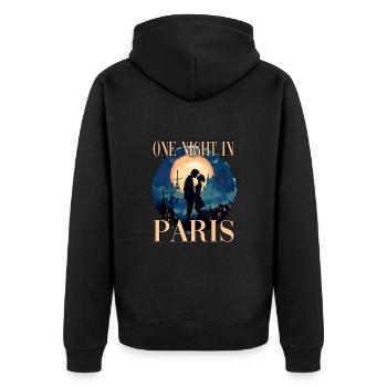 Paris Eiffelturm Honeymoon Hochzeitsreise - Unisex Premium Bio Zip Hoodie - Schwarz - Hinten - Nico (187cm)
