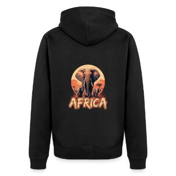 Elefant Afrika Safari - Unisex Premium Bio Zip Hoodie - Schwarz - Hinten - Nico (187cm)
