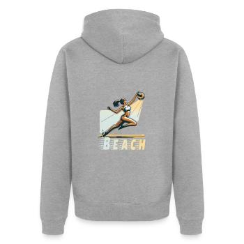 Beach Volleyball - Unisex Premium Bio Zip Hoodie - Grau meliert - Hinten - Nico (187cm)