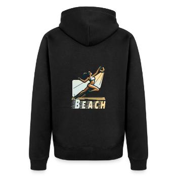 Beach Volleyball - Unisex Premium Bio Zip Hoodie - Schwarz - Hinten - Nico (187cm)