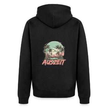 Auszeit Urlaub Strand - Unisex Premium Bio Zip Hoodie - Schwarz - Hinten - Nico (187cm)