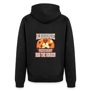 Albuquerque Ballon New Mexico Heißluftballon - Unisex Premium Bio Zip Hoodie - Schwarz - Hinten - Nico (187cm)